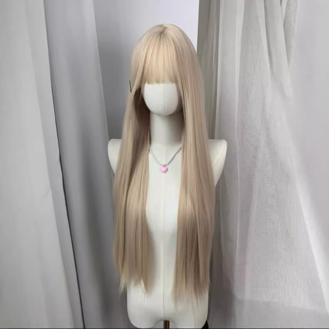 许昌假发浅金色85cm长直发显白假发女森系女团JK整顶全头套假发套 details Picture