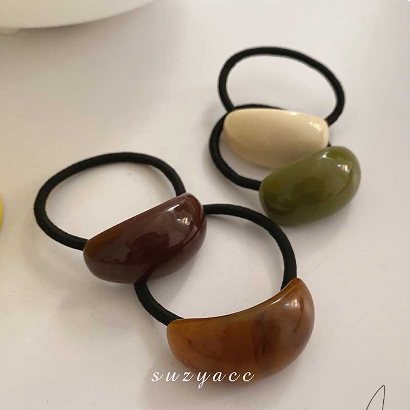 South Korea Dongdaemun Chic Head Rope Female Simple Temperament Cold Wind Acrylic Arc Black Leather Band Headwear Hair Rope Specification drawing