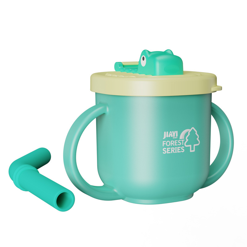 Jiayi babe 316 acero inoxidable taza de leche taza de pajita taza de bebida de aprendizaje taza graduada tazas gemelas taza de agua de bebé al por mayor Item Picture