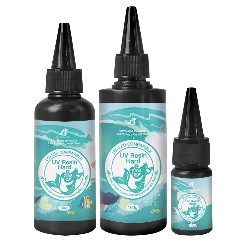 Hot-selling mermaid diy epoxy resin transparent odorless uv crystal epoxy resin hard resin flow linen quick-drying uv adhesive Item Picture
