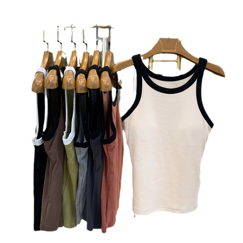 300g cashmere thermal underwear, threaded cotton halter top, women's winter color-matched slimming base layer, inner top Item Picture