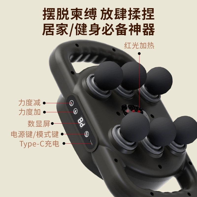 New six-head fascia gun manufacturer for foreign trade, new muscle relaxation fascia gun, neck membrane deep massage device, wholesale in stock Specification image