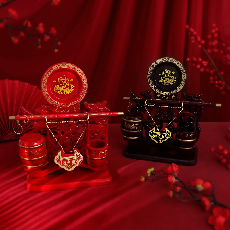 Xiaozhuzi Sun Bucket wooden heart-shaped lock, descendants bucket, satisfactory and satisfying, bride's dowry, wedding and celebration supplies wholesale