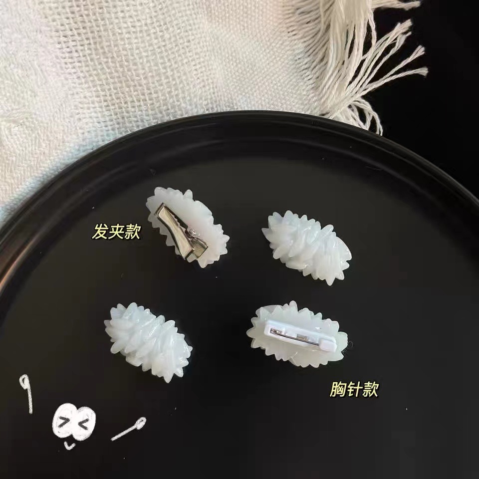 A great way to chat with rice grain hair clips: Foodie pins, creative simulation food, fun brooches, rice ball hair clips Specification image
