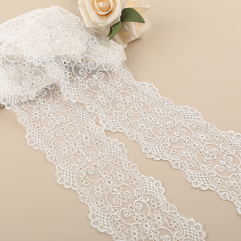 牛奶丝刺绣花边 细线刺绣花边 水溶涤纶丝花边 裙摆袖口花边辅料详情图2