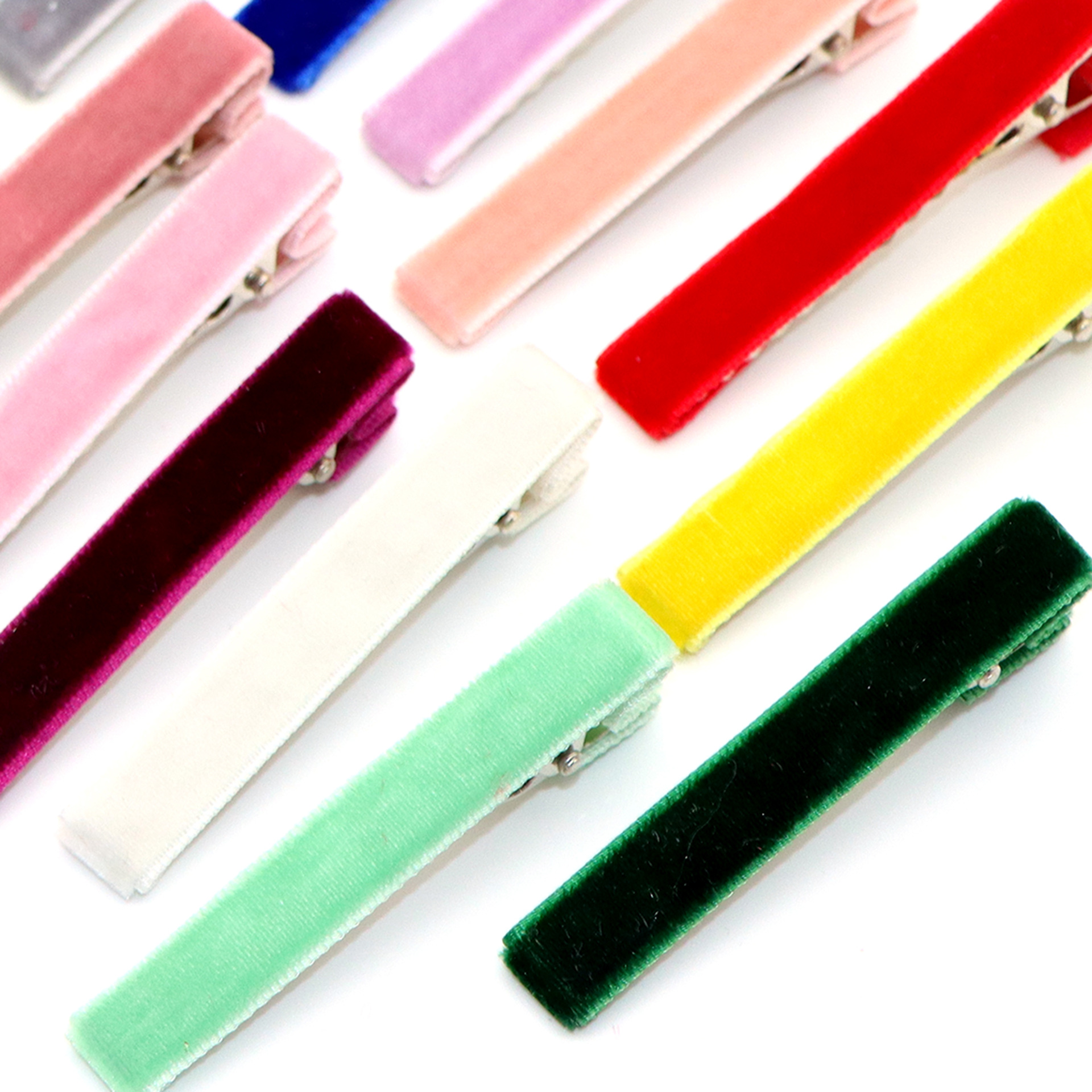 6cm鸭嘴夹丝绒包布优雅气质刘海夹植绒BB边底夹发饰配件发卡压扣产品图