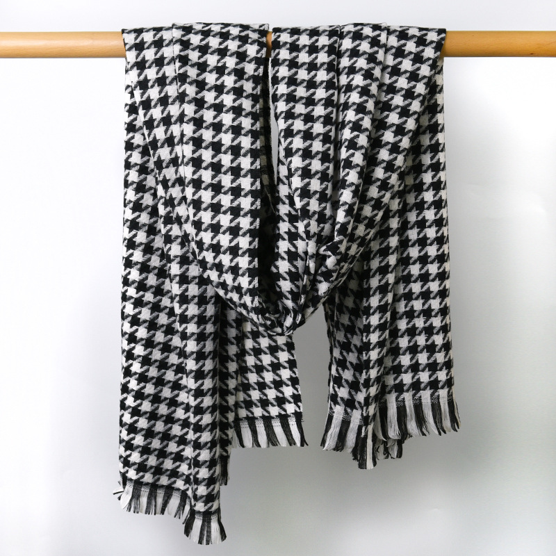 Thousand Bird Lattice Scarf Female Autumn Winter 2023 New Check Scarf Imitation Cashmere Warm Shawl With Fashion Bib full figure