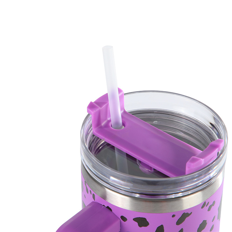 Cross-border blast style 5D vaca patrón taza de aislamiento taza de pajita de acero inoxidable ins taza de aislamiento de pajita de acero inoxidable taza de coche details Picture