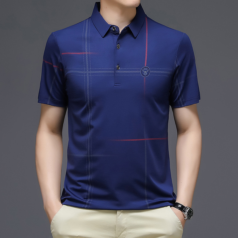 Luz negocios Polo hombre verano nueva versión coreana cuello de solapa bordado casual tendencia moda color sólido camiseta hombre manga corta