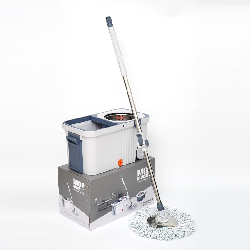 Running model Rotary Mop 2024 new towing wheel A towing clean mop bucket with wheel thickened stainless steel shake water 055 Item Picture