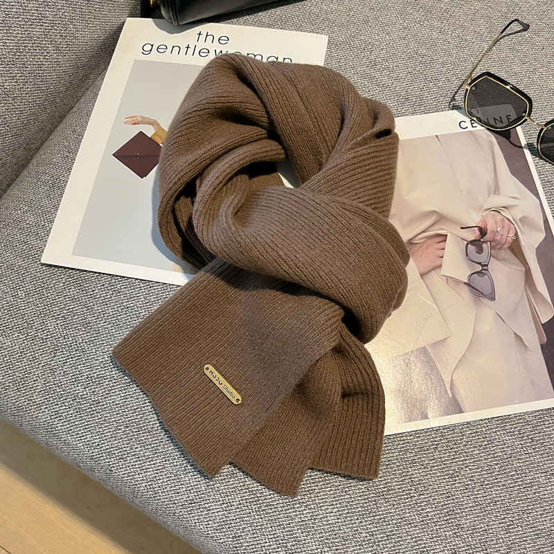 Years Warm Word Of Mouth Money! 100% Pure Wool Knitted Scarf For Women Couples All Matching Solid Color Bib Winter Man Application Scenario