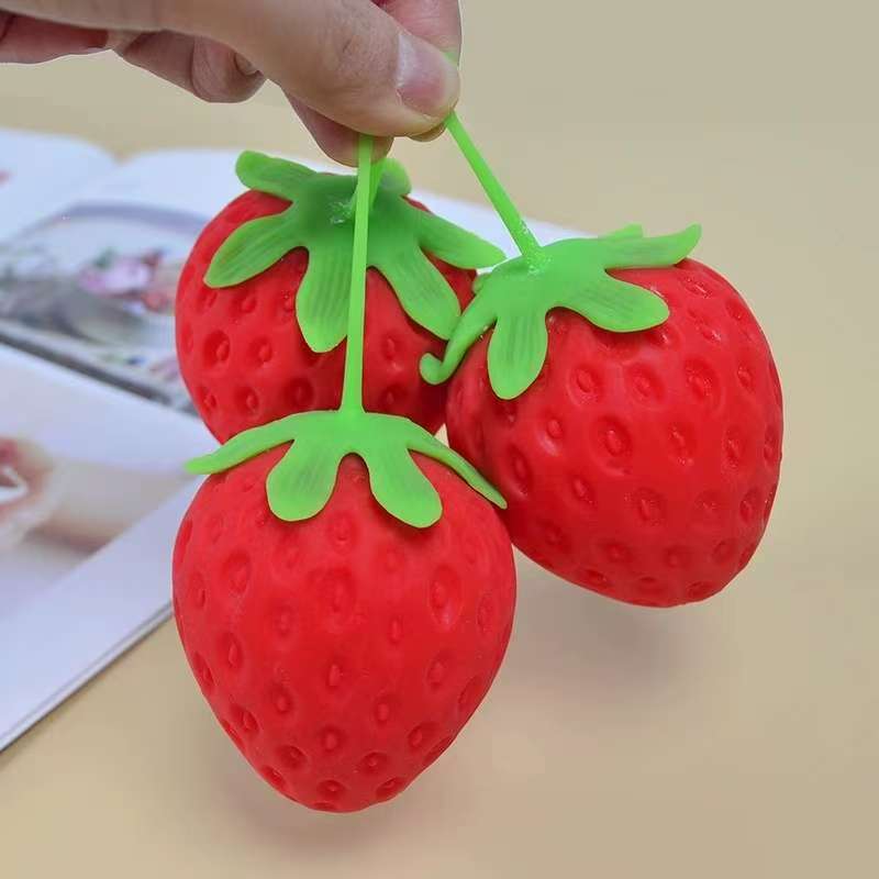 New and unique release simulation fruit strawberry pinching fun release slow rebound stress-relieving toy release strawberry flour ball pic 4