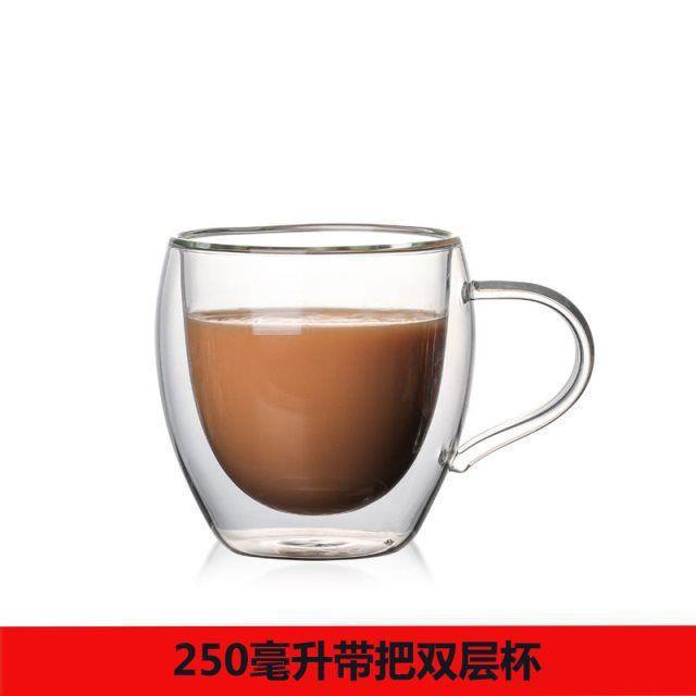 High borosilicate glass cups, double-layer water cups, household cups with handles, cold drink milk cups, heat-resistant coffee cups, handle cups Application Scenario