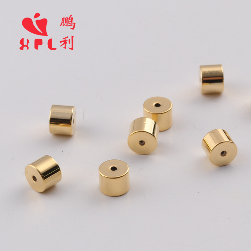 18K color-preserving electroplating, customizable logo, cross-border cylindrical ear plugs, real gold ear plugs, ear caps, round earplugs, and diy accessories Specification image