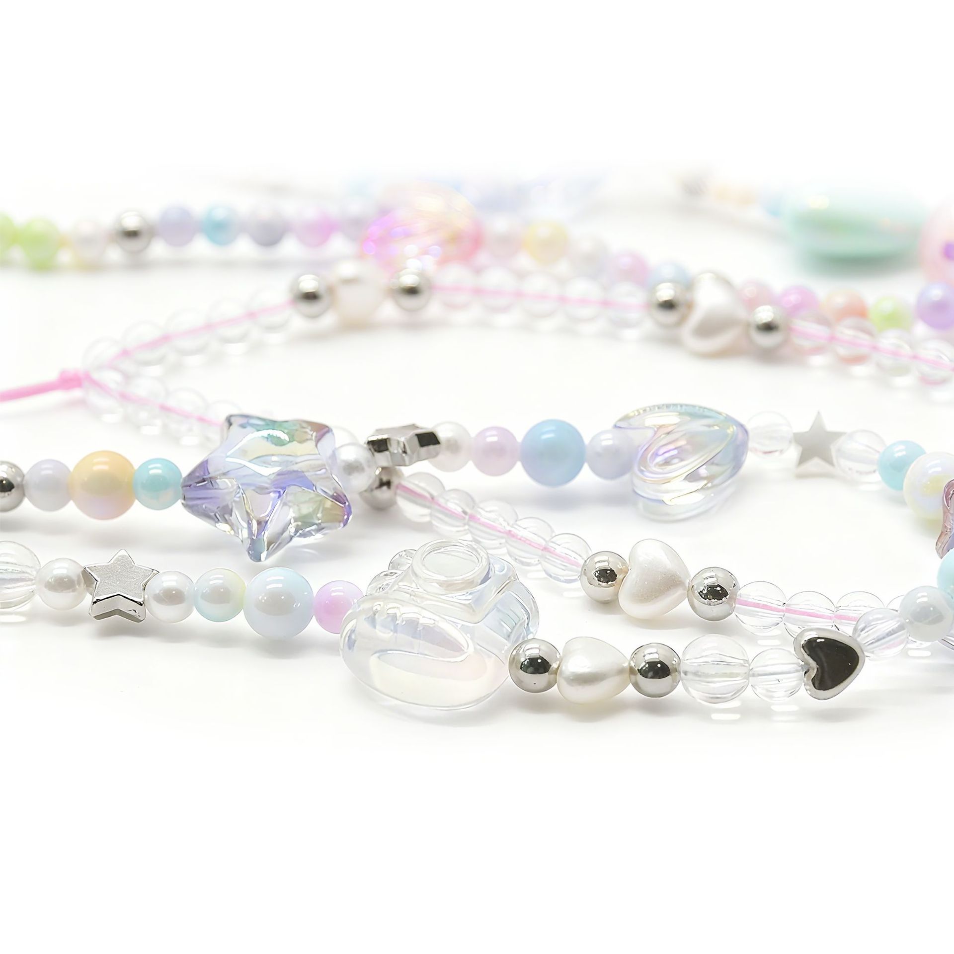 ins New heart-shaped colored mobile phone chain DIY mobile phone pendant anti-loss rope star-shaped ccd chain handmade mobile phone chain pic 4