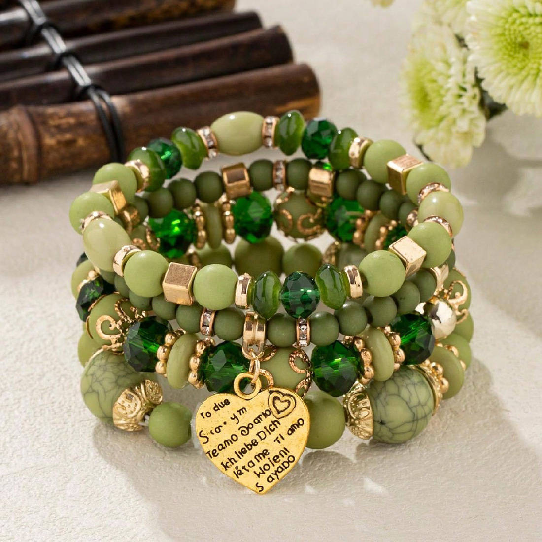Wholesale of multi-layered crystal heart-shaped beaded women's jewelry in the Bohemian style of European and American fashion details Picture