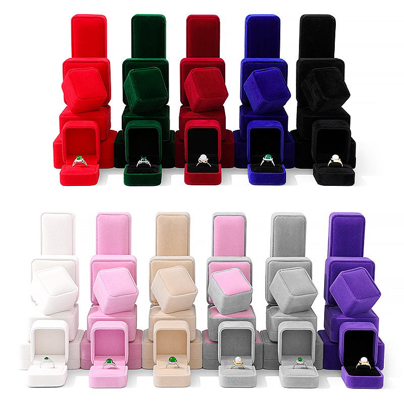 Factory direct sales of velvet jewelry boxes in stock, long velvet surface ring boxes, bracelet and necklace boxes, jewelry packaging boxes details Picture