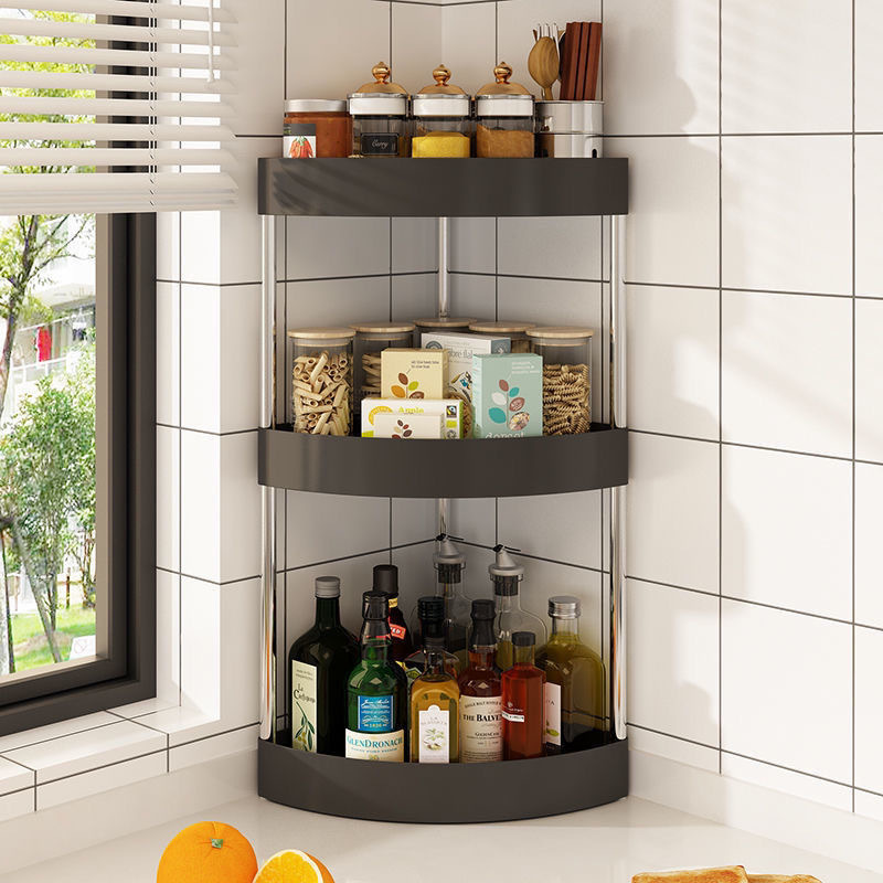 Household corner storage rack, kitchen countertop, seasoning rack, simple desktop storage rack, non-drilling corner storage rack details Picture