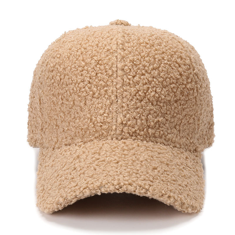 Lamb Wool Baseball Cap Autumn And Winter Windproof Plush Teddy Velvet Duck Cap Custom Warm Solid Color Lamb Wool Fisherman Hat details Picture