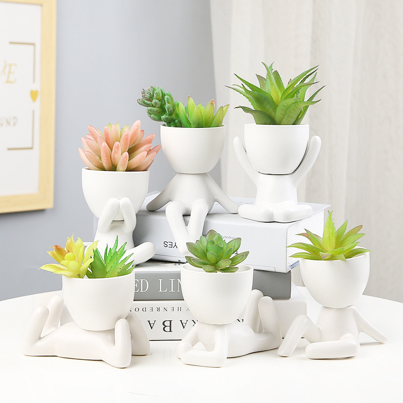 Nordic succulent plant flowerpots, succulent personalized and creative ceramic ornaments, simple office handicrafts, lazy person's potted plants Specification image