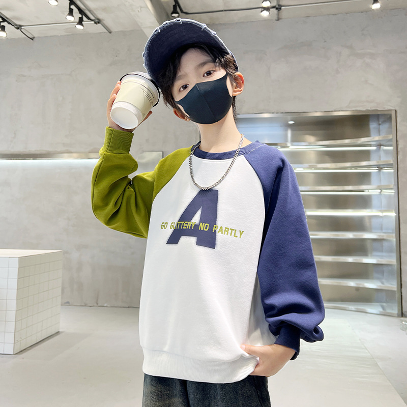 Wholesale of children's hoodies for the 2023 autumn and winter collection. Pair it with a loose, color-blocked brand for babies, boys, and adults details Picture