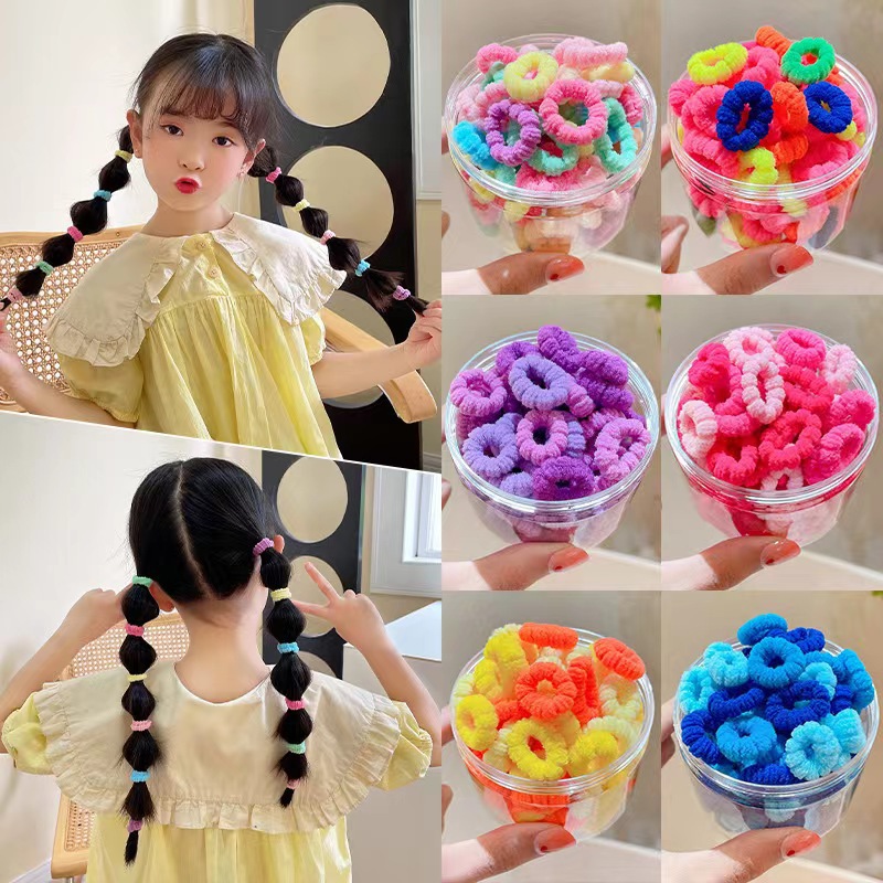 Wholesale of 100 boxed colored thumb children's headbands, small rubber bands, ins high appearance level and high elasticity hair band headwear details Picture