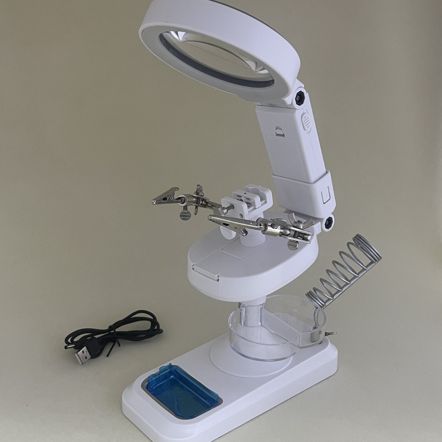 New TH-7031 desktop handheld soldering iron repair folding workbench magnifying glass with lamp assistance details Picture
