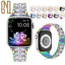 For Apple Watch strap three beads S diamond-encrusted metal watch strap iwatch8-1 generation SE strap in stock