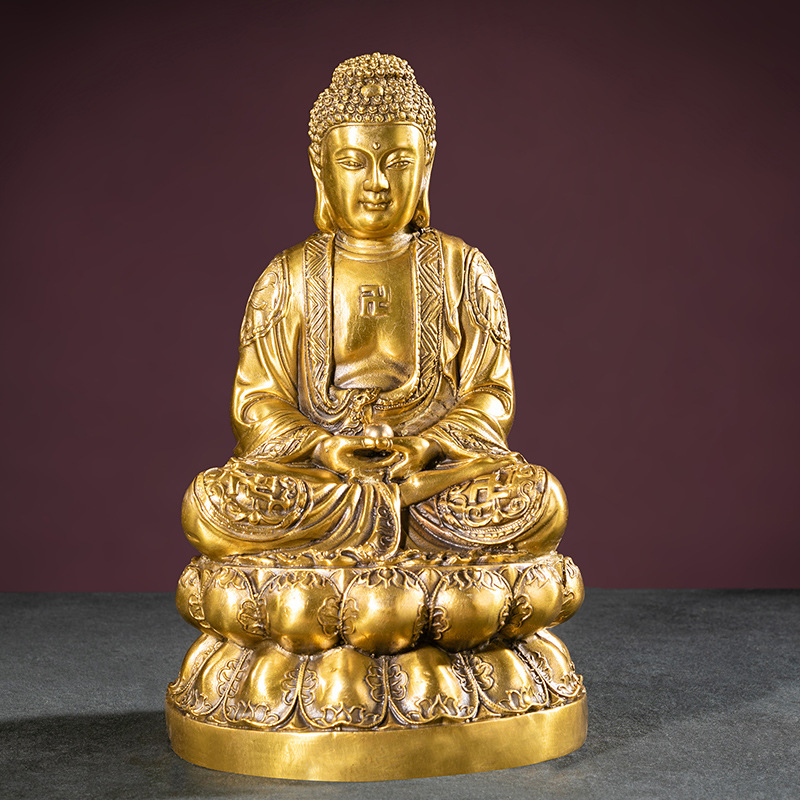 Manufacturers Wholesale Brass Saha Three Holy Copper Avalokitesvara Copper Buddha Copper Tibetan Buddha Decoration Home Blessing Buddha Application Scenario