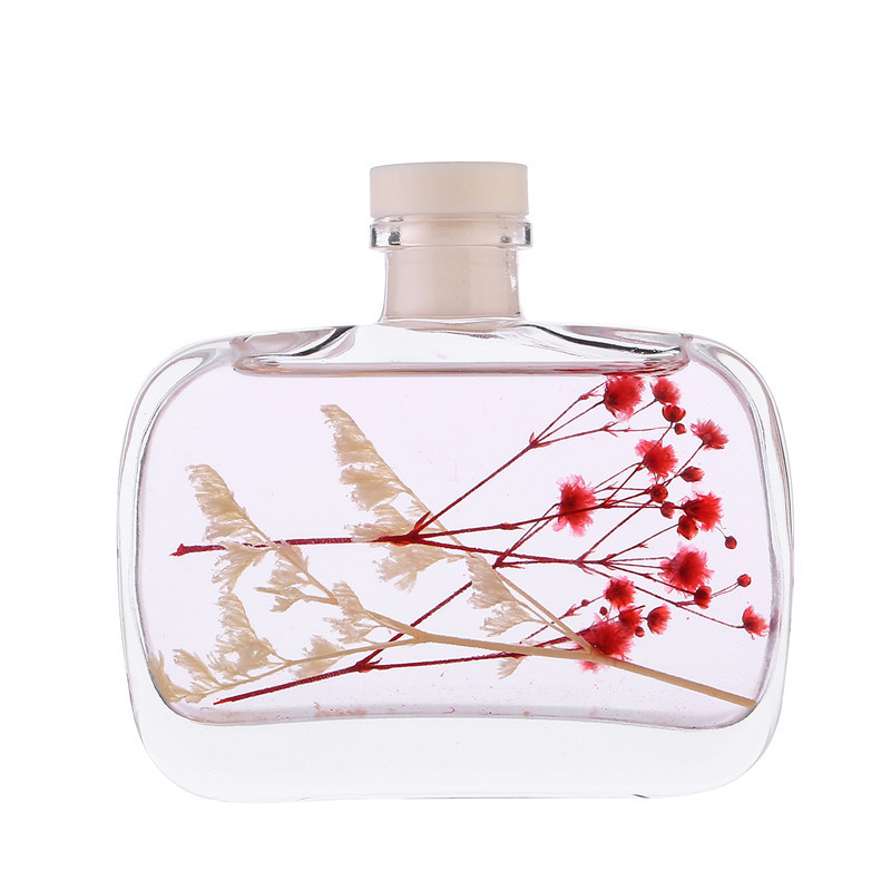 透明玻璃香水瓶350ML大容量香薰瓶空瓶扁方卡口玻璃瓶无火香薰瓶