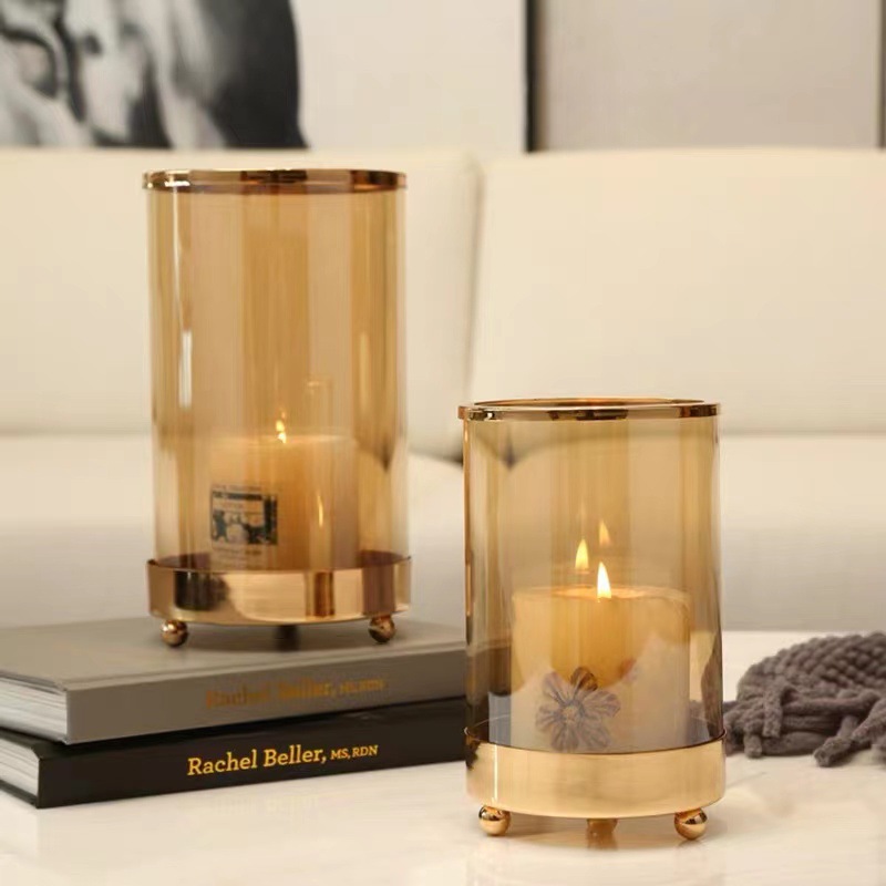 Light Luxury Style Transparent Glass Candlestick Vase Living Room Table Decoration Ornaments Candlestick Vase Dual-Purpose Rote Ornaments Application Scenario