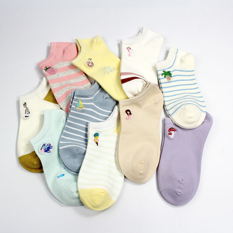 Summer thin socks for women, women's short socks, shallow mouth, invisible, anti-slip, non-dropping heel, pure cotton sole, breathable and sweat-absorbent