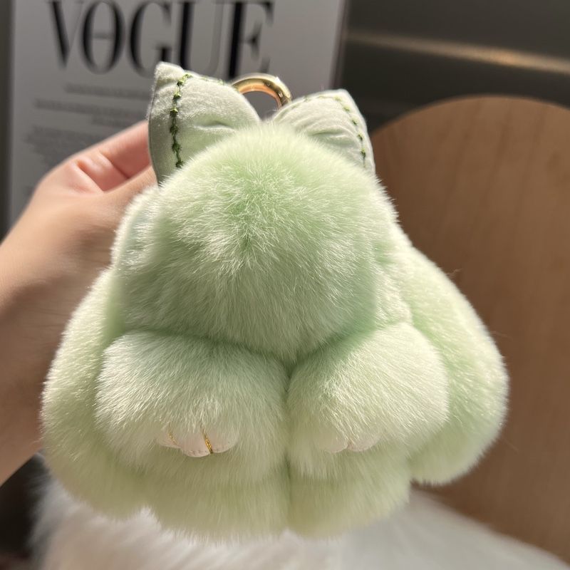 Cute rabbit fur bow, little rabbit car keychain pendant, ins plush toy, schoolbag and bag hanging decoration