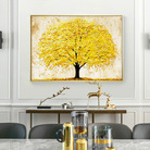 现代轻奢纯手绘立体抽象油画沙发背景墙装饰画客厅沙发挂画发财树