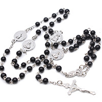 Black pearl bead necklace, cross necklace, gift item, oval rice-shaped hemp rod cross Specification image