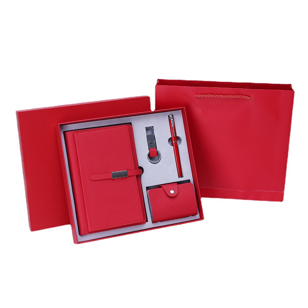 Business cultural and creative gifts, notebook sets, card cases, notepads, keychains, four-piece sets, company and bank embossed logos Item Picture