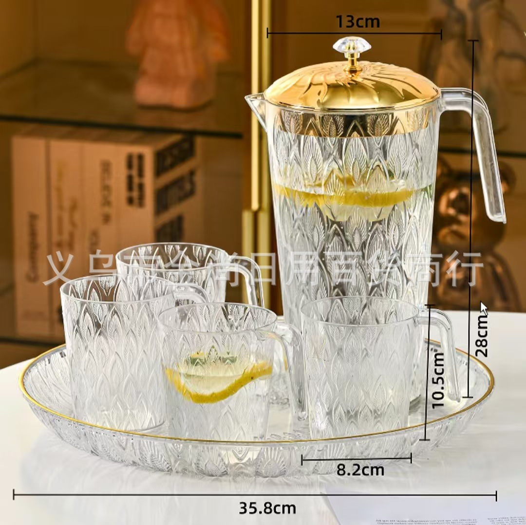 Household plastic transparent cold water kettle, large-capacity household cold water kettle, tea and juice brewing kettle, refrigerator drinking water kettle set Application Scenario