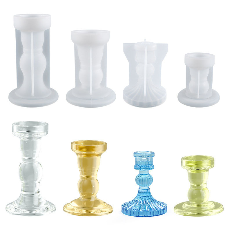 diy水晶滴胶饰品磨具罗马立体条纹柱子蜡烛台硅胶模具批发工艺品摆件工艺品
