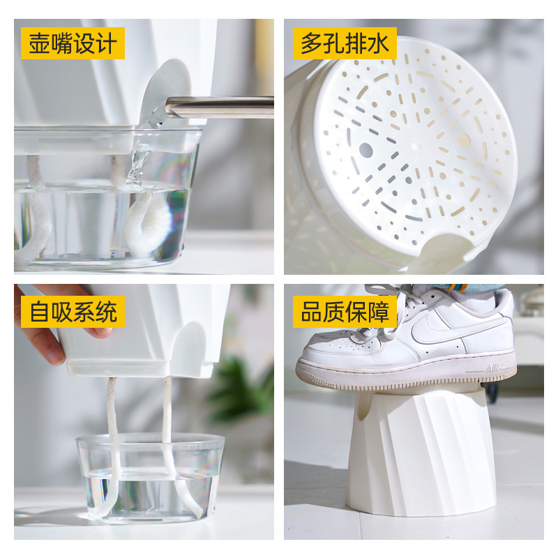 Carefully selected cross-border self-absorbing pothos flowerpots for lazy people, hydroponic and hydroponic flowerpots, direct wholesale from the manufacturer, stackable flowerpots Specification image