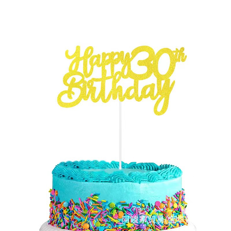 跨境生日派对数字蛋糕插排金葱闪粉蛋糕插牌生日快乐数字蛋糕装