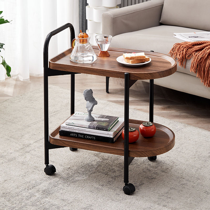 A medieval Nordic-style sofa side table, a black bedside table, a light luxury, modern and simple living room coffee table, and a mobile trolley details Picture