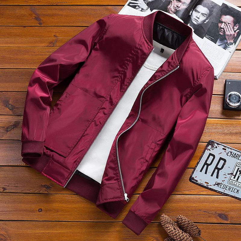 The new solid-color, fashionable and trendy Korean-style casual baseball jacket and youth top for men's jacket delivery in autumn 2021