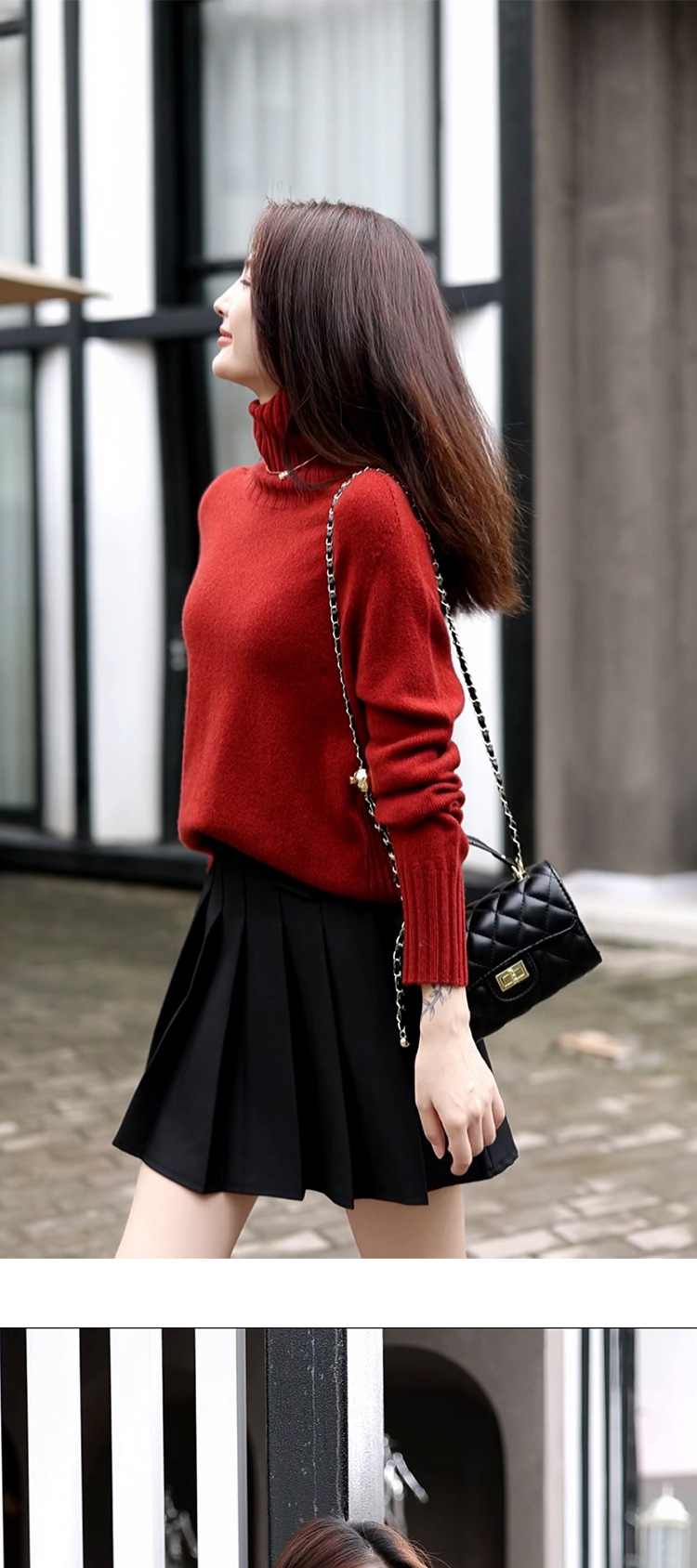 羊毛衫100羊毛无缝一体全成型毛衣女秋季新款高领内搭针织打底衫详情30