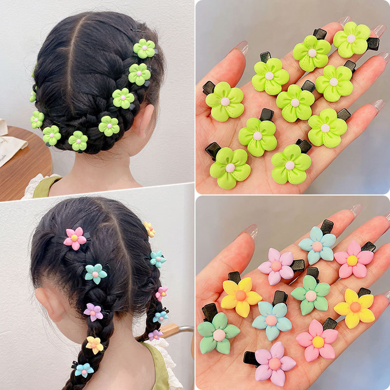 Children's Flower Hair Braid Hairpin Korea Baby Cute Broken Hairpin Little Girl Mini 10 Set Internet Celebrity Headwear details Picture