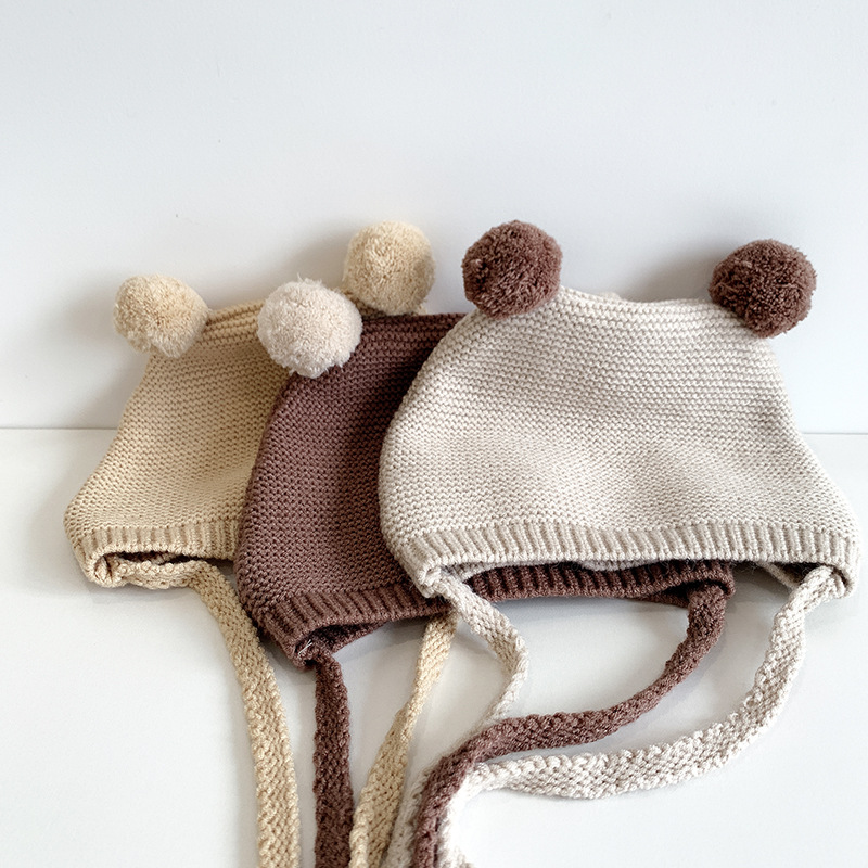 Baby hats, autumn and winter knitted pullover hats, warm hats for baby boys, winter styles for young boys, Korean-style woolen hats