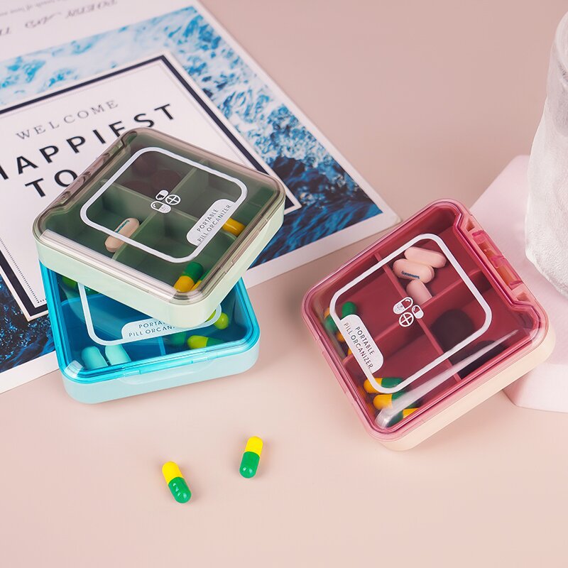 多格便携药盒便携分装小号迷你大容量药片收纳盒一周随身透明分装小药盒子