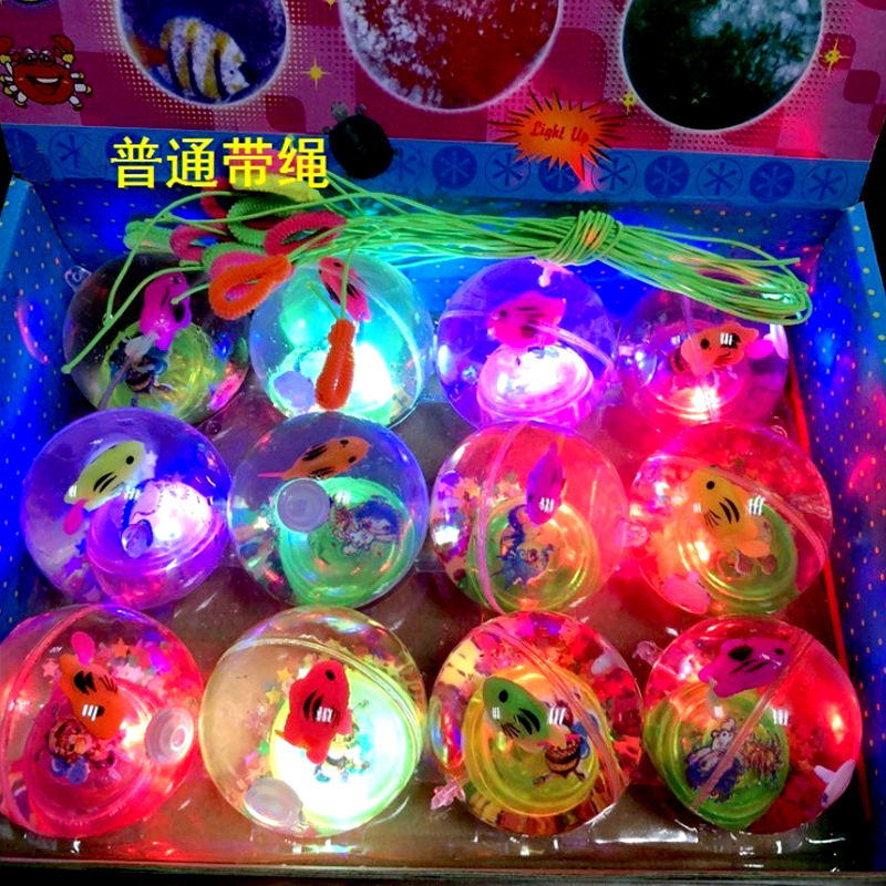Light ball elastic ball with rope flash crystal ball jumping ball Light children toys stall wholesale factory