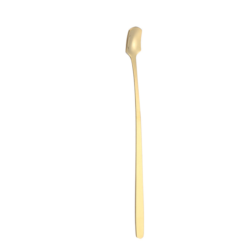 Stainless steel square-headed spoons, coffee stirring spoons, smoothie spoons, honey spoons, mug cups, tea spoons, long-handled spoons Item Picture