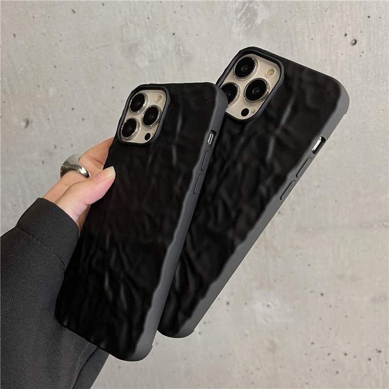 ins Wind Matte Matte Black ruffled Apple 12/13Promax phone case for iPhone11/X soft case details Picture