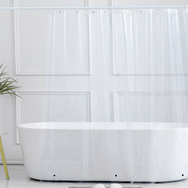 Y Cross-Border Hair Transparent Shower Curtain Waterproof Curtain Thickened Bathroom Insulation Shower Curtain Stainless Steel Buttonhole Complimentary 12 Rings details Picture